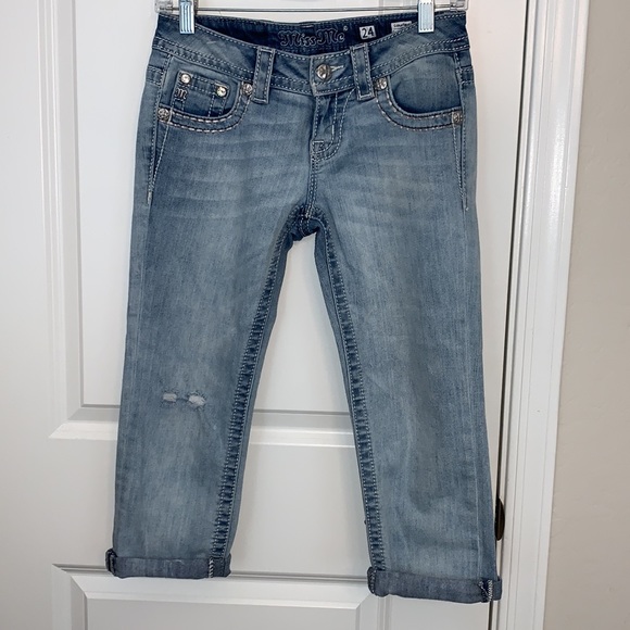 MISS ME BRAND NEW & BEAUTIFUL SIZE 24 CUFFED CAPRI JEANS - Picture 8 of 8